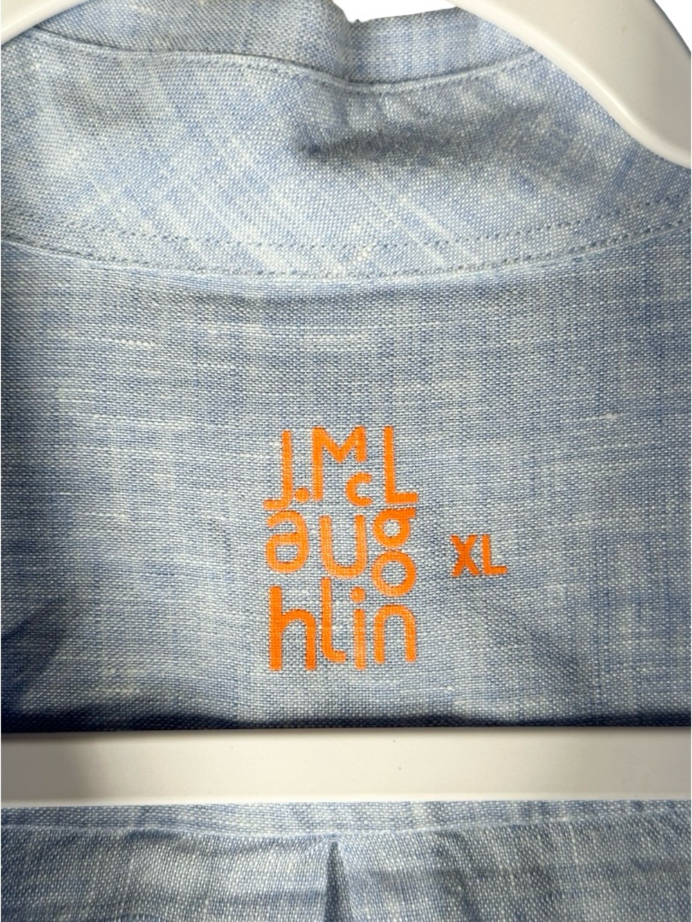 J. McLaughlin Blue 100% Linen Long Sleeve Collared Coastal Button Up Shirt XL - Picture 3 of 6